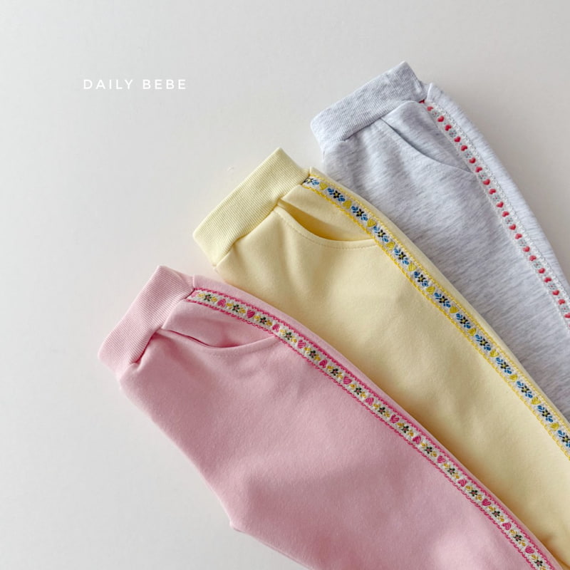Daily Bebe - Korean Children Fashion - #toddlerclothing - Floral Tape Jogger Pants - 4