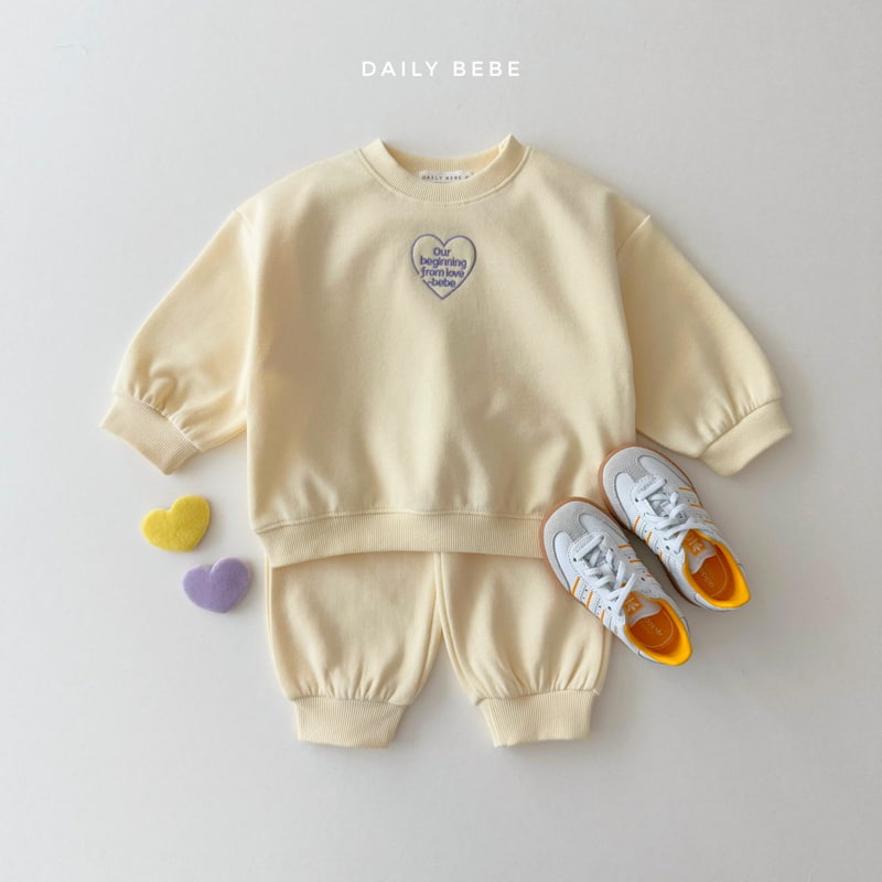 Daily Bebe - Korean Children Fashion - #todddlerfashion - From Heart Top Bottom Set - 4