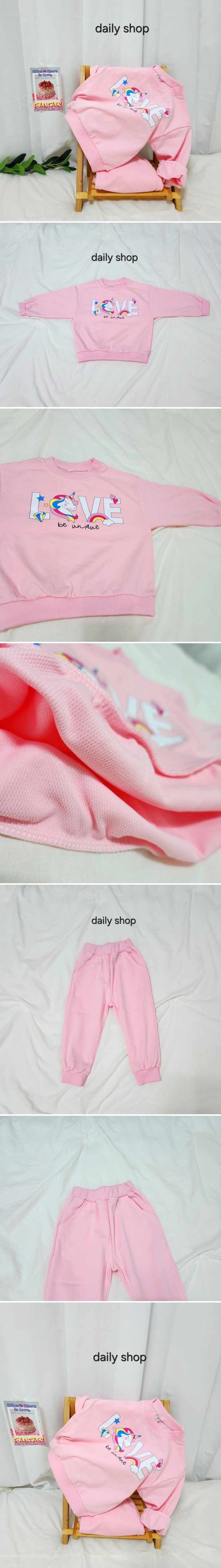 Daily Shop - Korean Children Fashion - #designkidswear - Love Unicorn Top Bottom Set