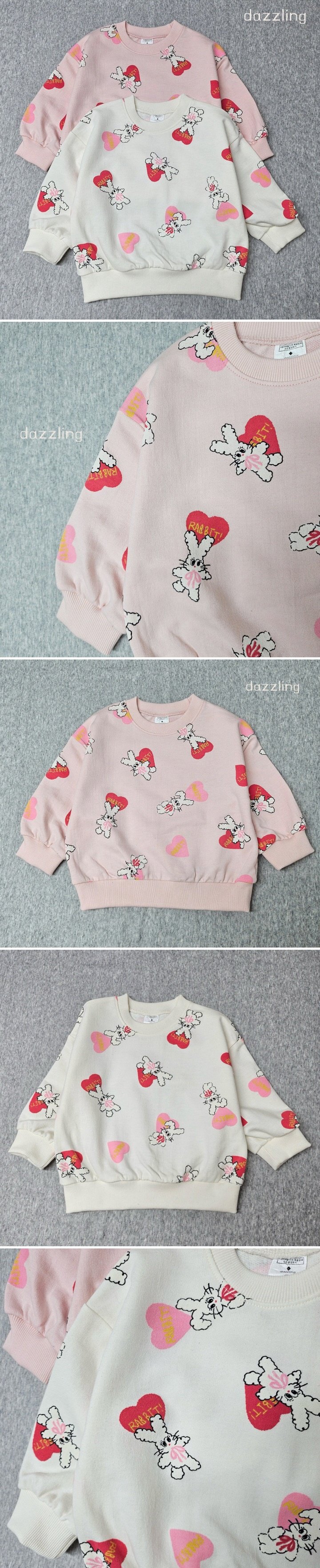 Dazzling - Korean Children Fashion - #littlefashionista - Heart Rabbit Tee
