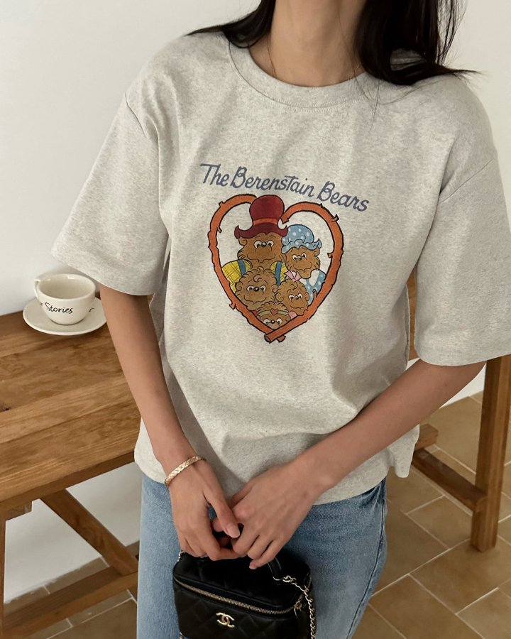 Diana - Korean Women Fashion - #momslook - Bear Tee