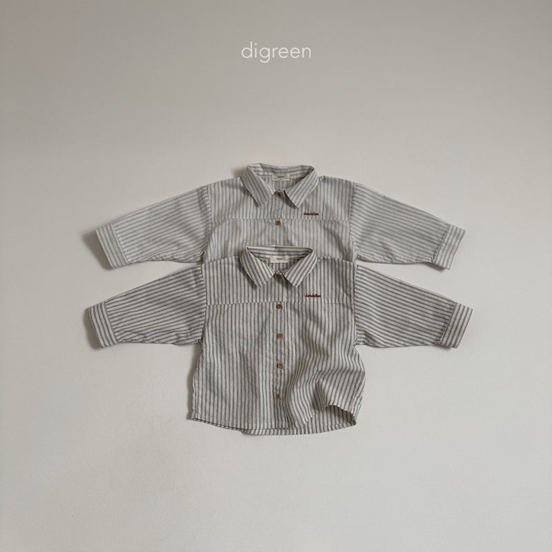 Digreen - Korean Children Fashion - #kidsshorts - Stripe Delion Shirt