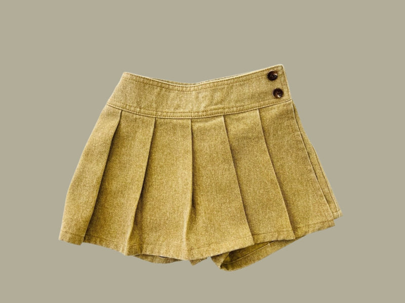 Dore Dore - Korean Children Fashion - #Kfashion4kids - Denim Wrap Skirt Pants (pigment beige) - 3