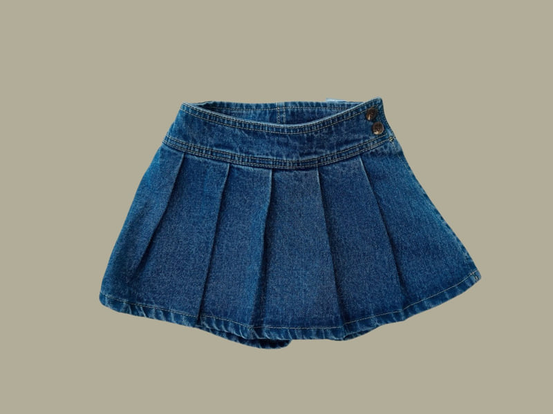 Dore Dore - Korean Children Fashion - #childofig - Denim Wrap Skirt Pants (Blue) - 3
