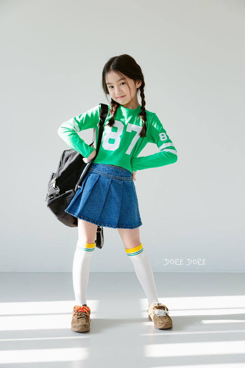 Dore Dore - Korean Children Fashion - #designkidswear - Denim Wrap Skirt Pants (Blue) - 5