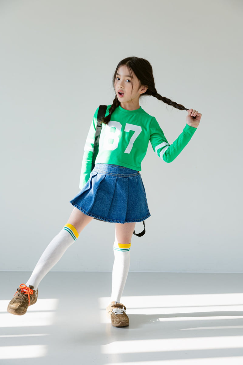 Dore Dore - Korean Children Fashion - #kidsstore - Denim Wrap Skirt Pants (Blue) - 9