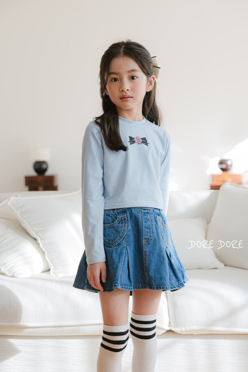 Dore Dore - Korean Children Fashion - #kidsstore - Rose Ribbon Crop Tee - 7