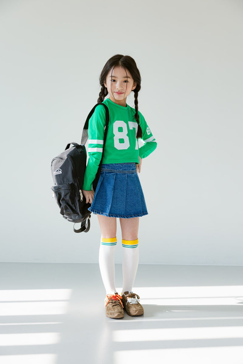 Dore Dore - Korean Children Fashion - #kidzfashiontrend - Denim Wrap Skirt Pants (Blue) - 10