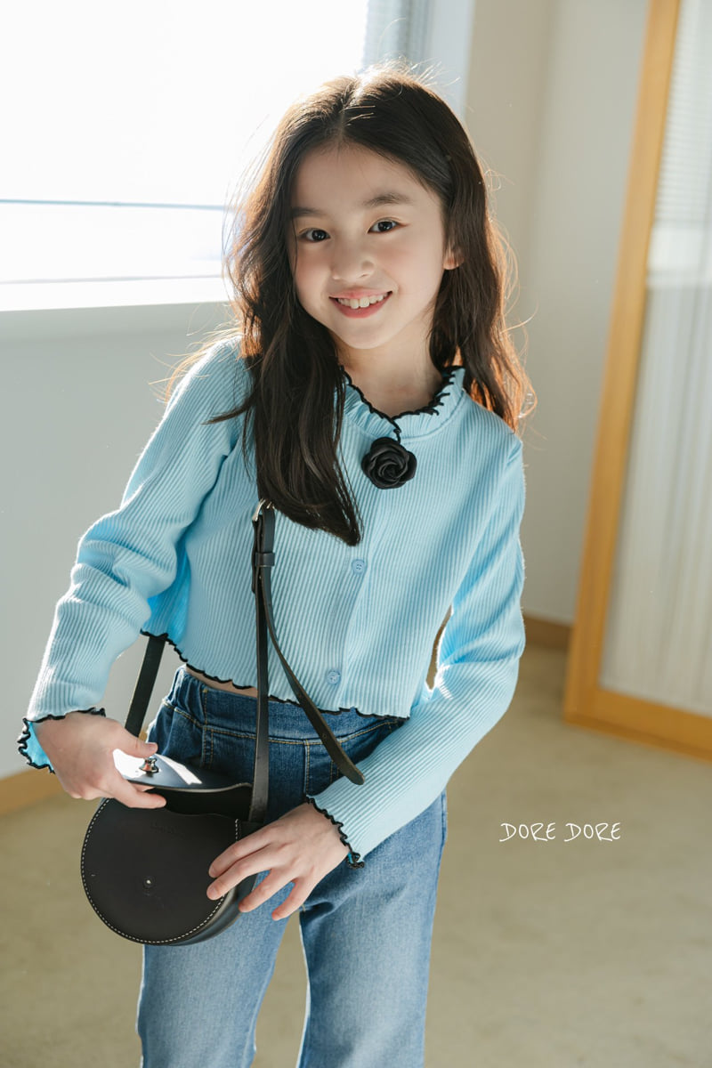 Dore Dore - Korean Children Fashion - #kidzfashiontrend - Corsage Ribbed Cardigan - 8