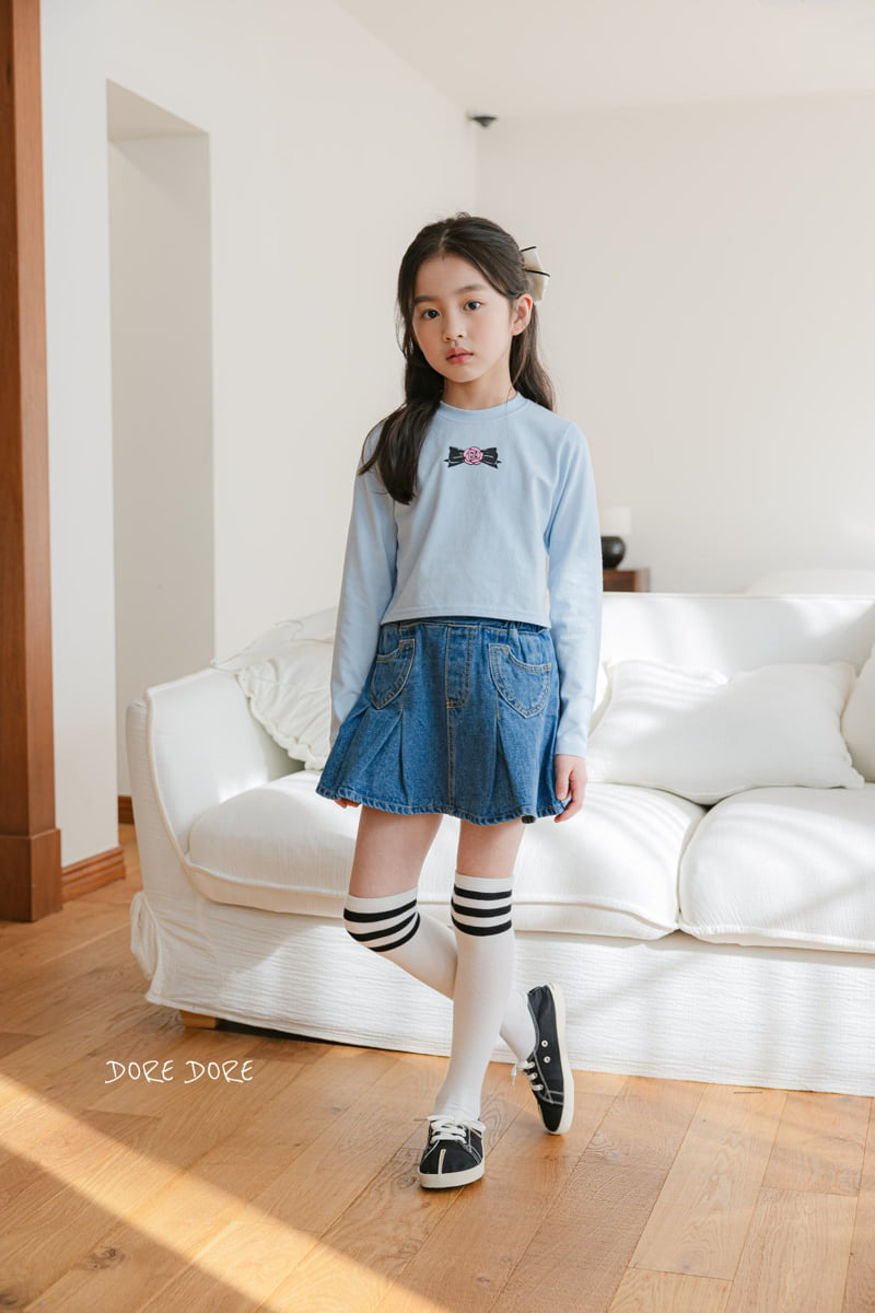 Dore Dore - Korean Children Fashion - #kidzfashiontrend - Rose Ribbon Crop Tee - 8