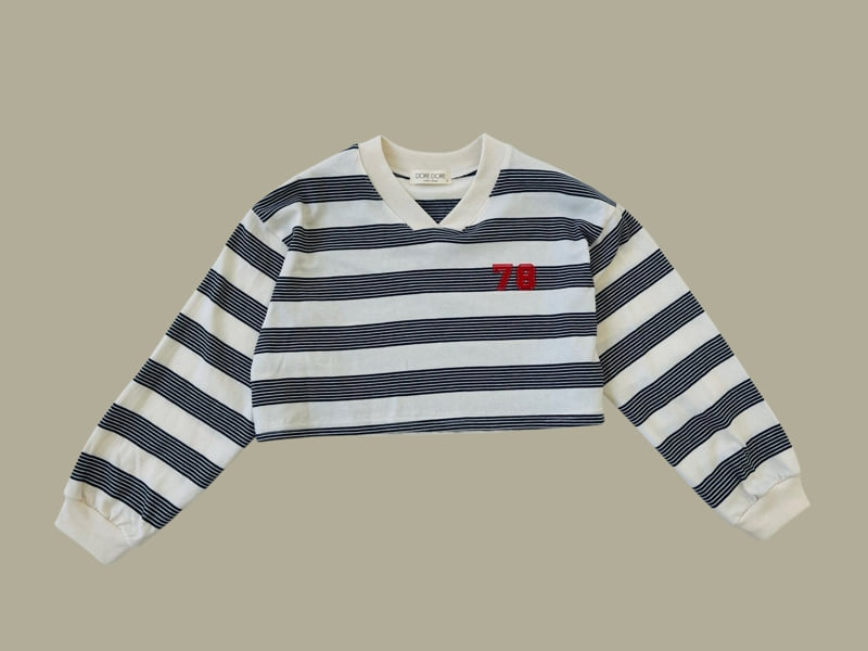 Dore Dore - Korean Children Fashion - #kidzfashiontrend - Stripe 78 Crop Tee - 5