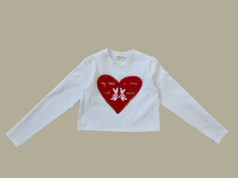 Dore Dore - Korean Children Fashion - #minifashionista - Heart Rabbit Crop Tee - 3