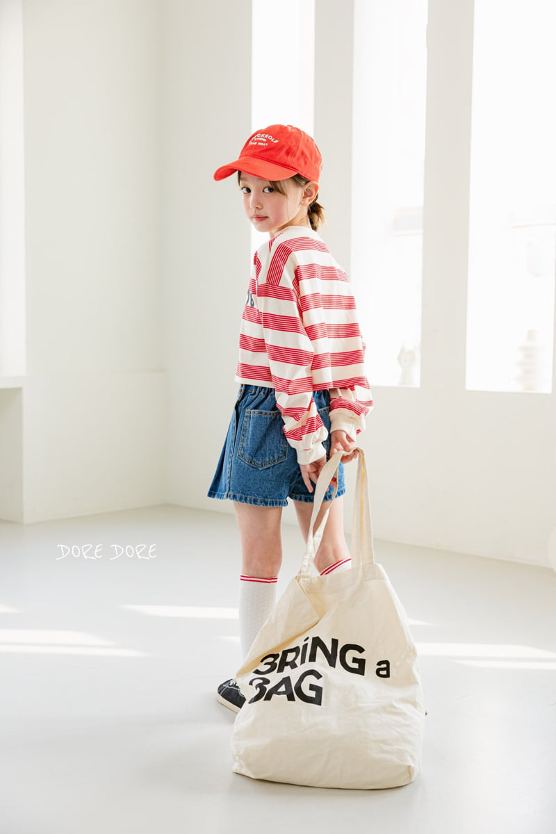 Dore Dore - Korean Children Fashion - #toddlerclothing - Stripe 78 Crop Tee - 12