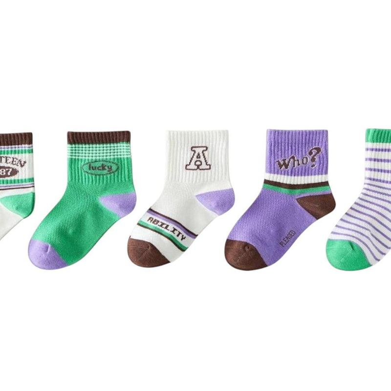 Dudie - Korean Children Fashion - #kidsshorts - Woo Socks (set of 5) - 8