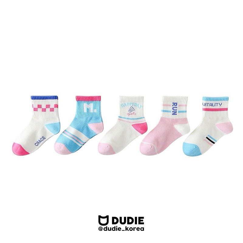 Dudie - Korean Children Fashion - #kidzfashiontrend - Run Socks (set of 5)