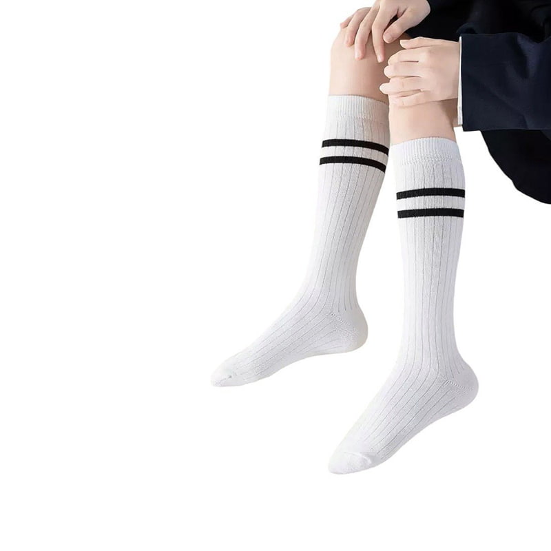 Dudie - Korean Children Fashion - #toddlerclothing - Two-line Knee Socks (set of 2) - 9