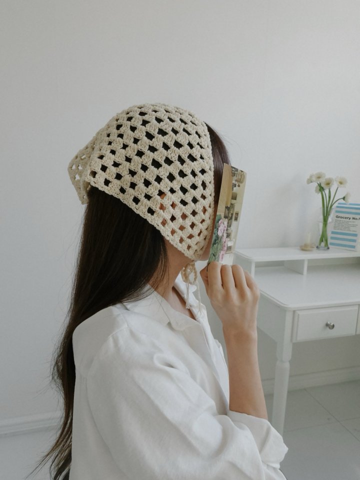 Eeiitt - Korean Women Fashion - #momslook - Moss Knit Punching Hair Kerchief - 2
