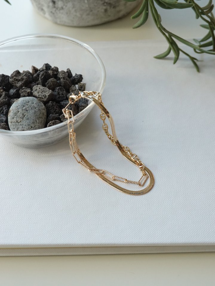 Eeiitt - Korean Women Fashion - #momslook - Uno Layered Snake Bracelet - 3
