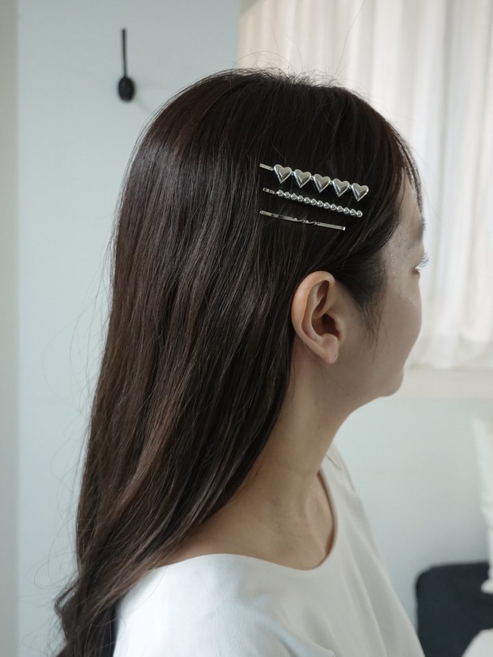 Eeiitt - Korean Women Fashion - #momslook - Layered Heart Hairpin Set