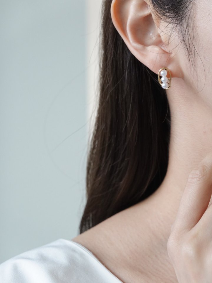 Eeiitt - Korean Women Fashion - #momslook - Bay Triple Pearl Earring - 6