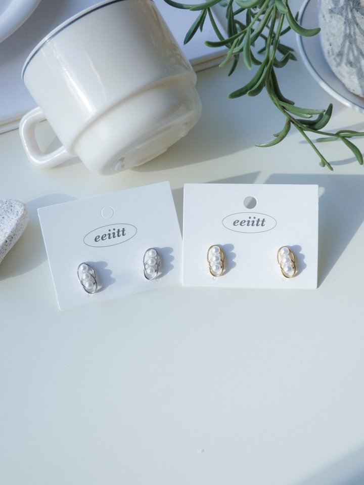 Eeiitt - Korean Women Fashion - #momslook - Bay Triple Pearl Earring - 9