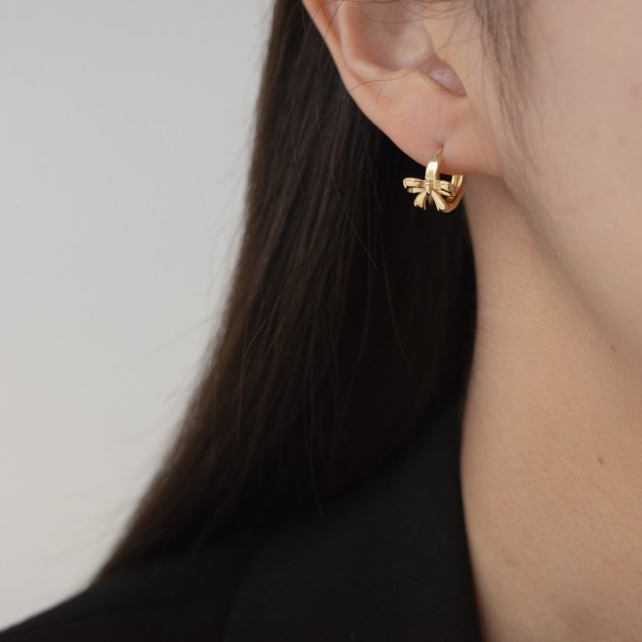 Eeiitt - Korean Women Fashion - #momslook - Miyou Mini Ribbon Ring Earring - 2