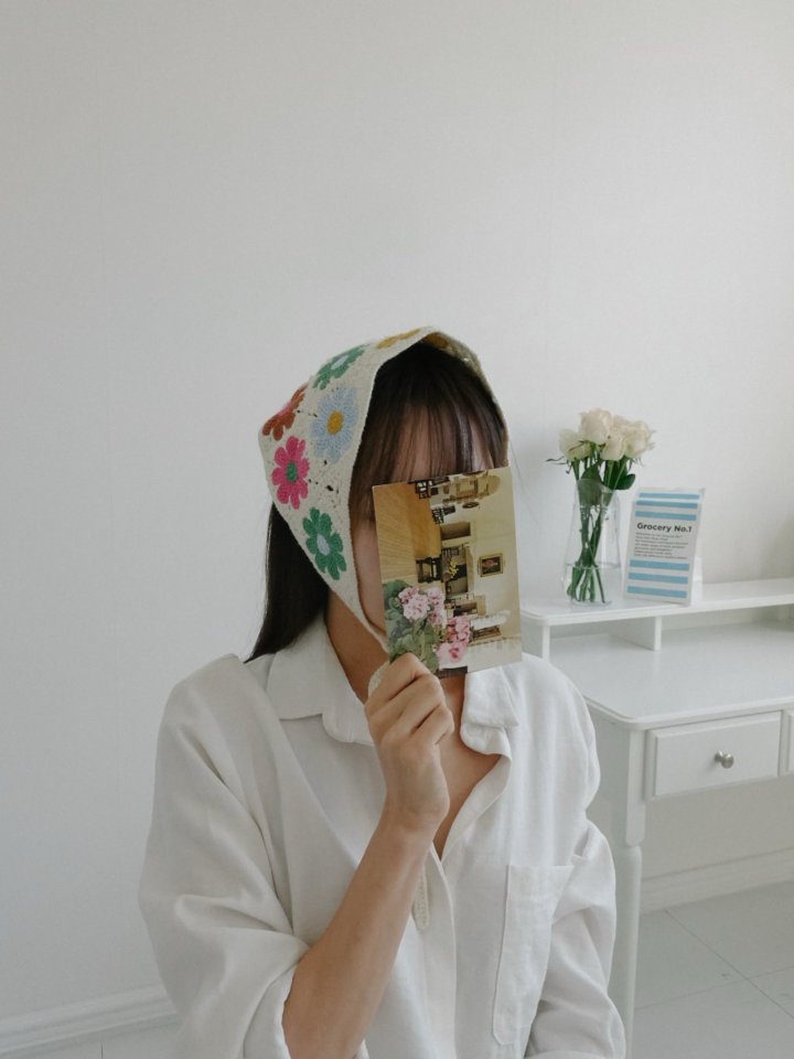 Eeiitt - Korean Women Fashion - #momslook - Color Flower Hair Kerchief - 10