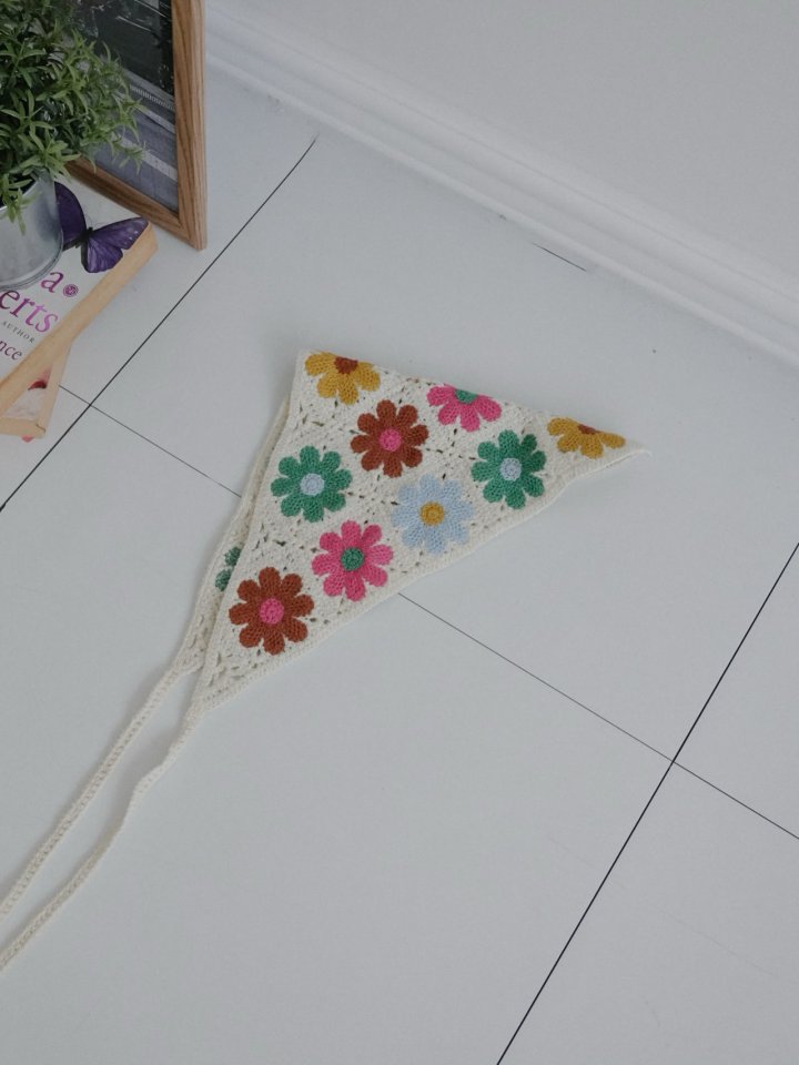 Eeiitt - Korean Women Fashion - #womensfashion - Color Flower Hair Kerchief - 4