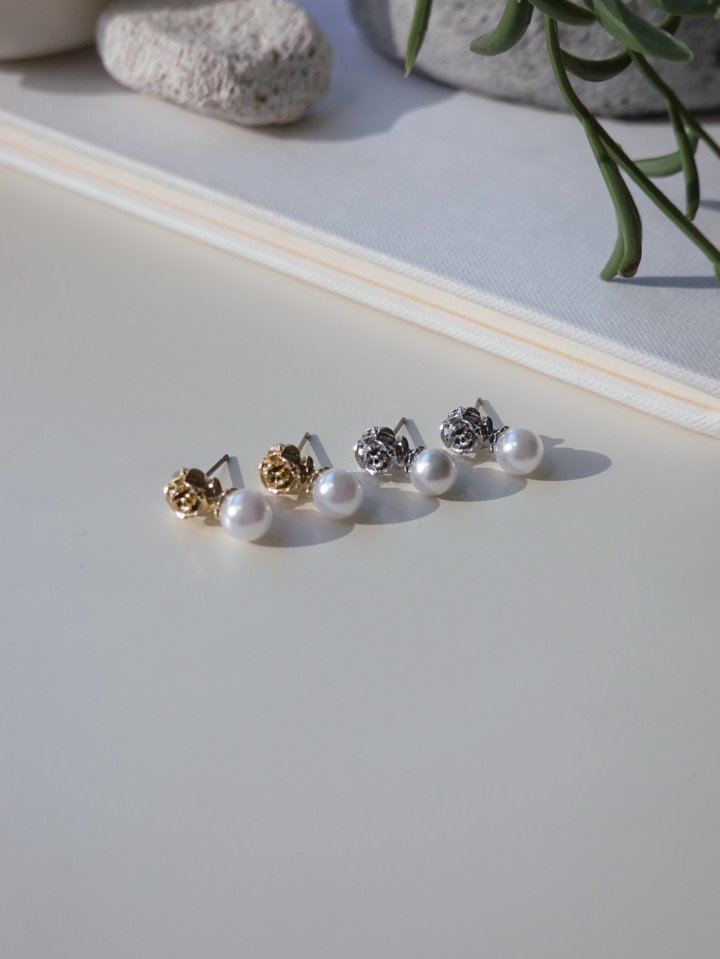 Eeiitt - Korean Women Fashion - #momslook - Rose Me Pearl Earring