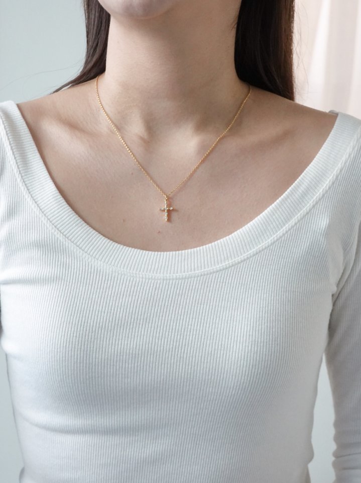 Eeiitt - Korean Women Fashion - #momslook - Balond Cross Necklace - 10