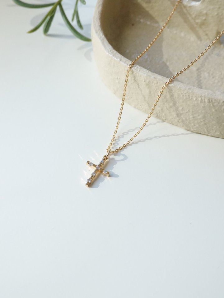 Eeiitt - Korean Women Fashion - #momslook - Balond Cross Necklace - 2