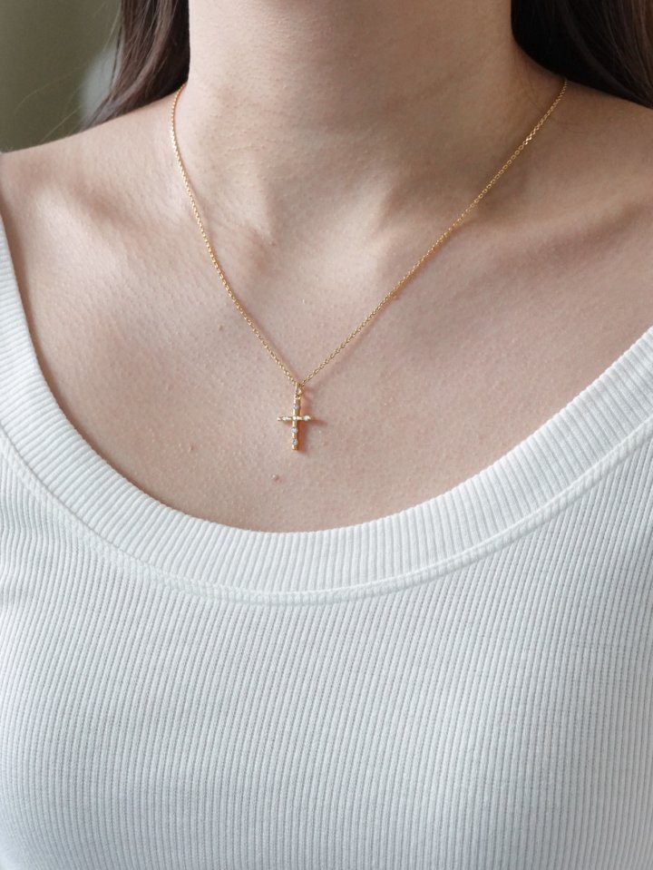 Eeiitt - Korean Women Fashion - #momslook - Balond Cross Necklace - 6