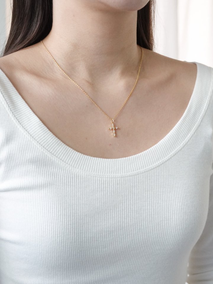 Eeiitt - Korean Women Fashion - #momslook - Balond Cross Necklace - 8