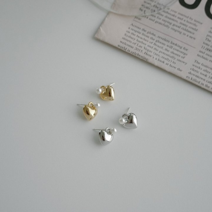 Eeiitt - Korean Women Fashion - #pursuepretty - Heart Pearl Earring - 2