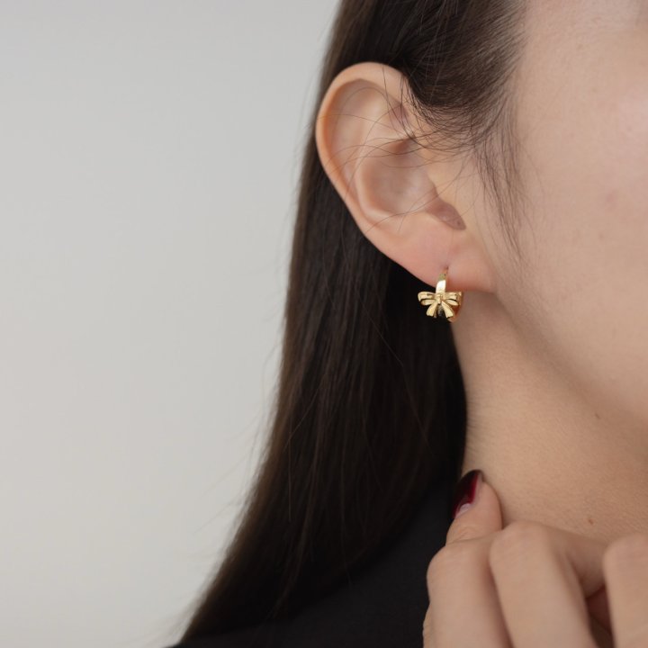 Eeiitt - Korean Women Fashion - #shopsmall - Miyou Mini Ribbon Ring Earring - 9