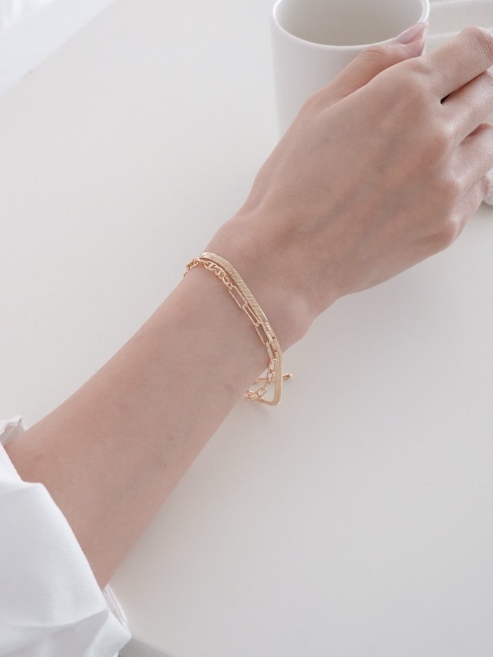 Eeiitt - Korean Women Fashion - #womensfashion - Uno Layered Snake Bracelet - 2