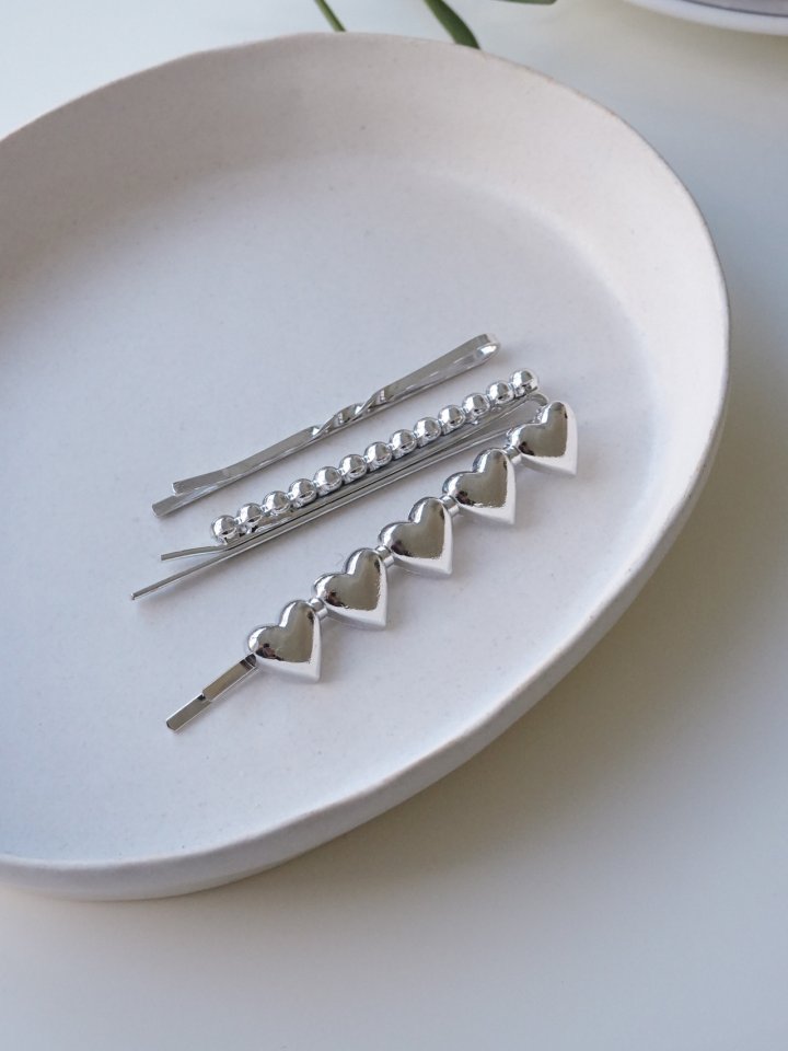 Eeiitt - Korean Women Fashion - #womensfashion - Layered Heart Hairpin Set - 2