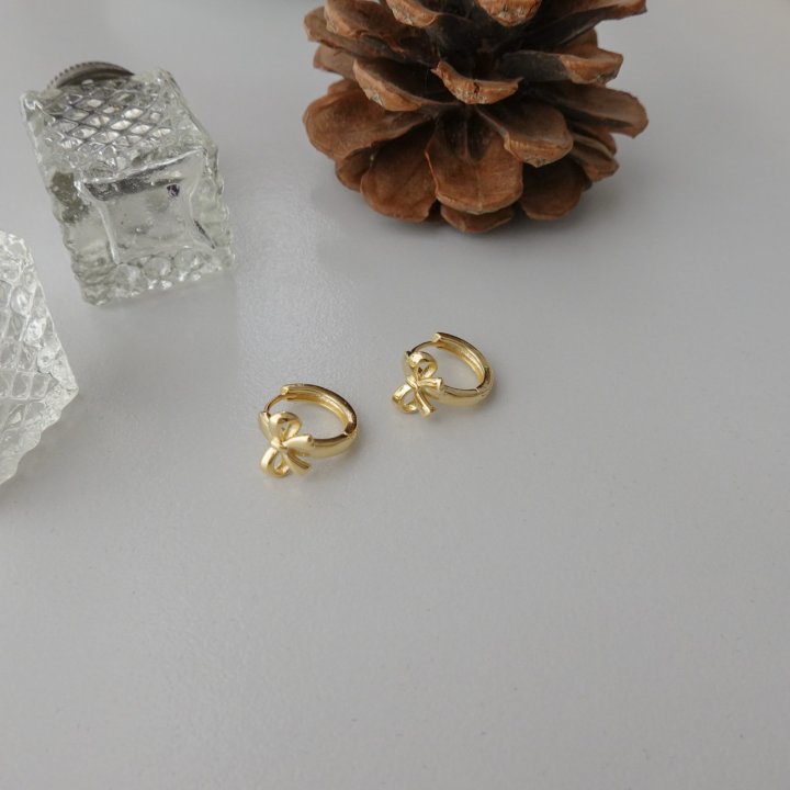 Eeiitt - Korean Women Fashion - #womensfashion - Miyou Mini Ribbon Ring Earring - 3