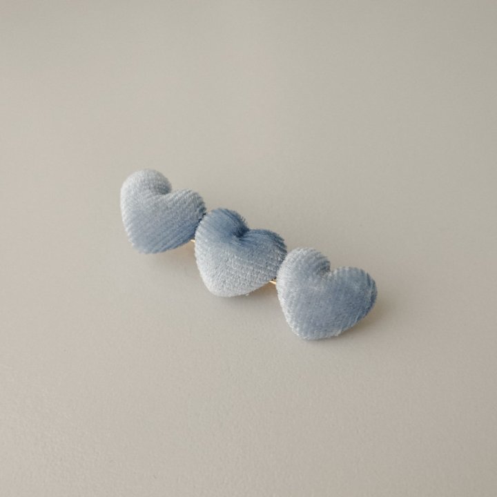 Eeiitt - Korean Women Fashion - #womensfashion - Velvete Tweed Heart Hairpin Set - 5