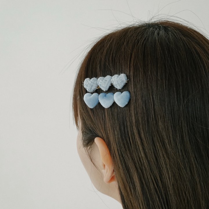 Eeiitt - Korean Women Fashion - #womensfashion - Velvete Tweed Heart Hairpin Set - 7