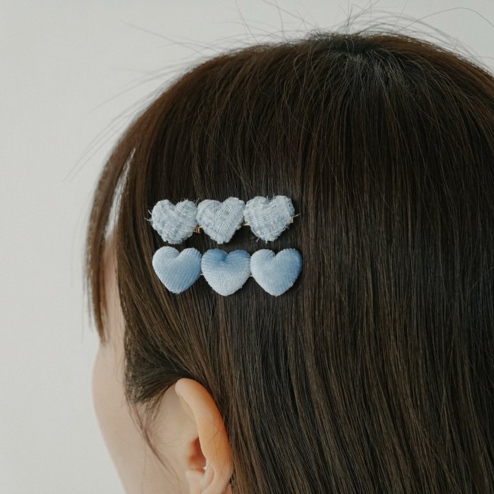 Eeiitt - Korean Women Fashion - #womensfashion - Velvete Tweed Heart Hairpin Set - 9