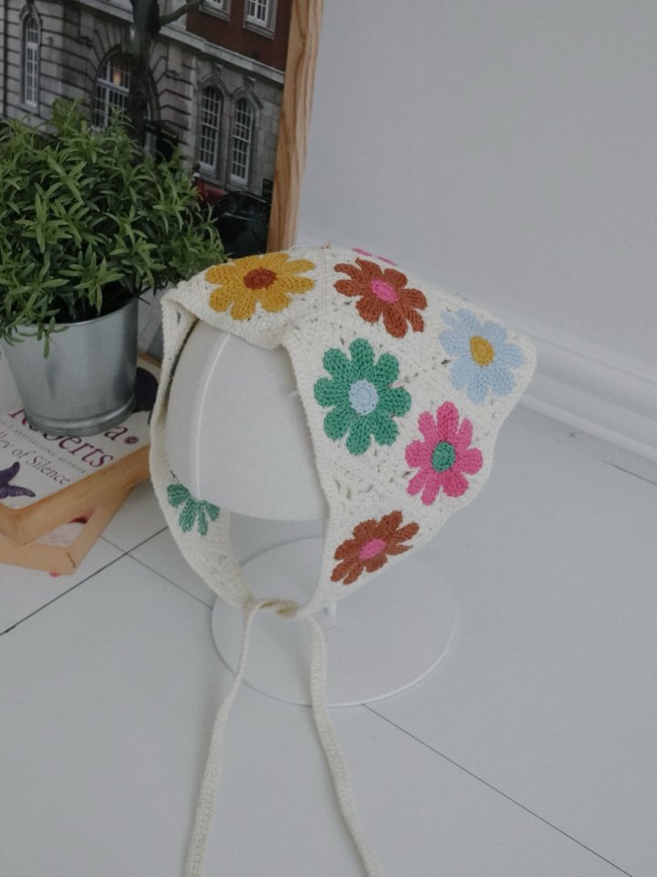 Eeiitt - Korean Women Fashion - #womensfashion - Color Flower Hair Kerchief - 3