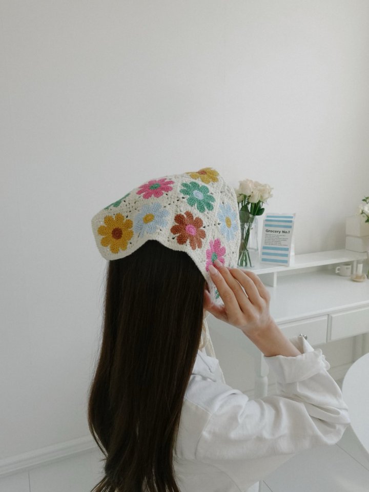 Eeiitt - Korean Women Fashion - #womensfashion - Color Flower Hair Kerchief - 9