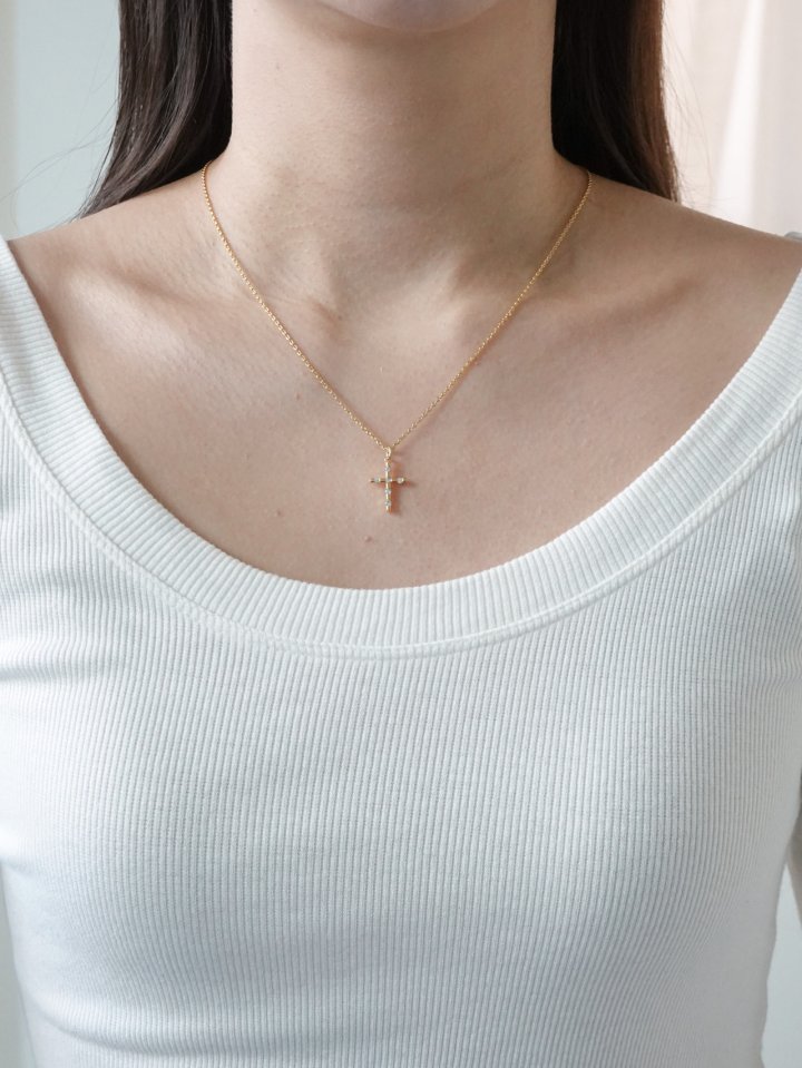 Eeiitt - Korean Women Fashion - #womensfashion - Balond Cross Necklace