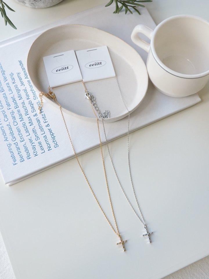 Eeiitt - Korean Women Fashion - #womensfashion - Balond Cross Necklace - 11