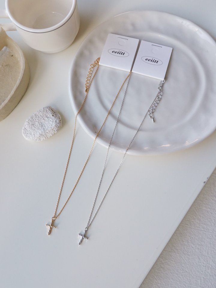 Eeiitt - Korean Women Fashion - #womensfashion - Balond Cross Necklace - 9
