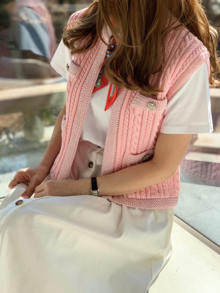 Elmu - Korean Women Fashion - #womensfashion - Tiffany Knit Vest - 4