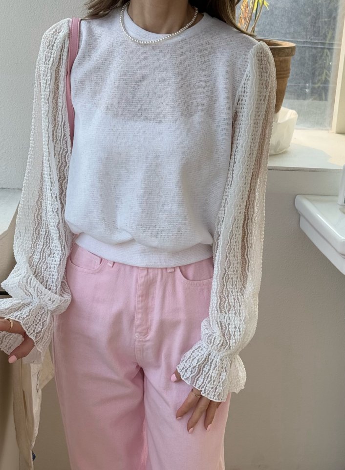 Elmu - Korean Women Fashion - #momslook - Illai Lace Tee - 5