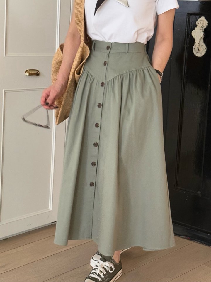 Elmu - Korean Women Fashion - #restrostyle - To You Button Skirt - 4