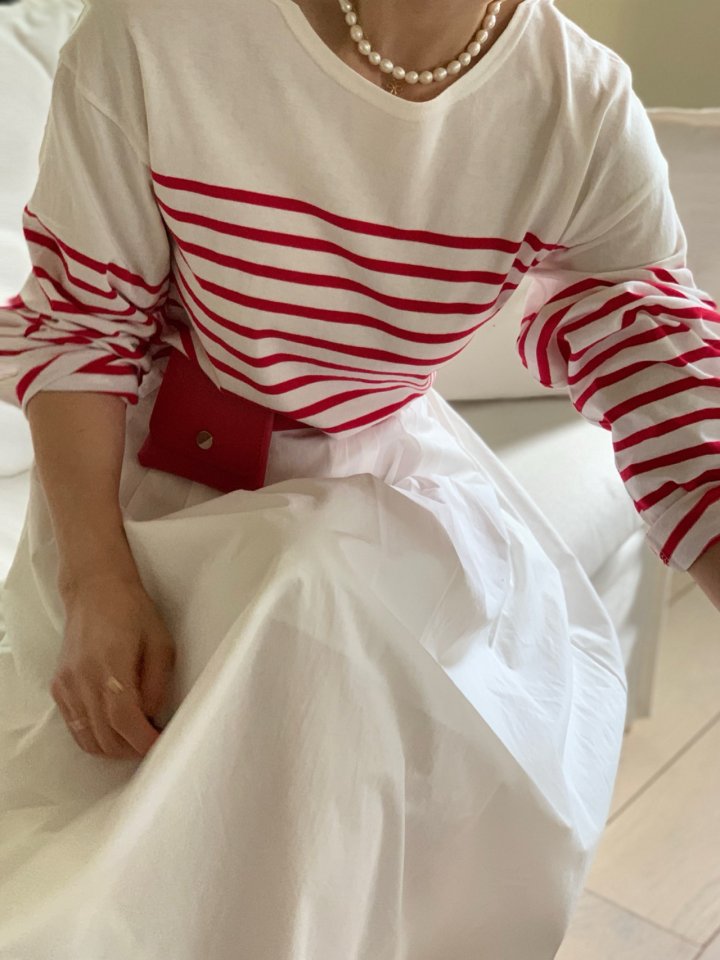 Elmu - Korean Women Fashion - #romanticstyle - Senne Stripe Tee